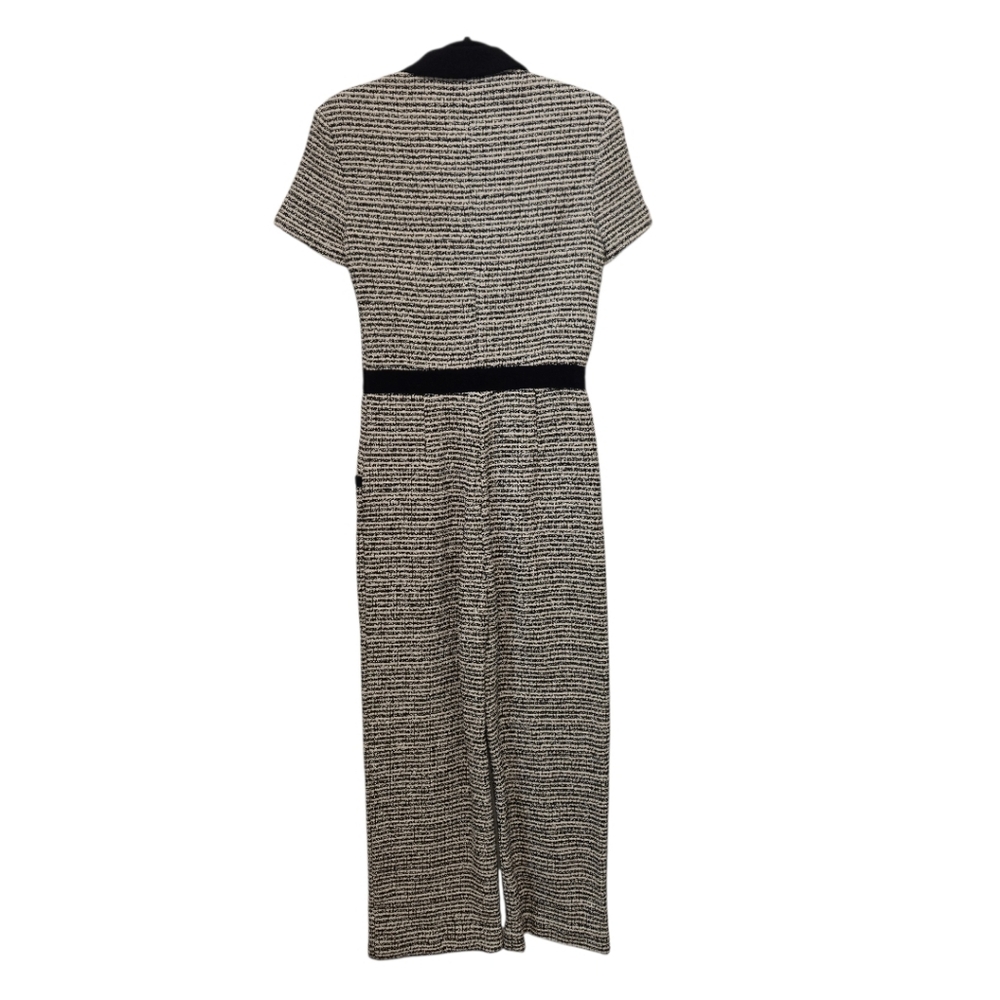 Maje Penala Tweed Jumpsuit Cropped Black & White Size 38/US  Medium MSRP $445 - Picture 6 of 8